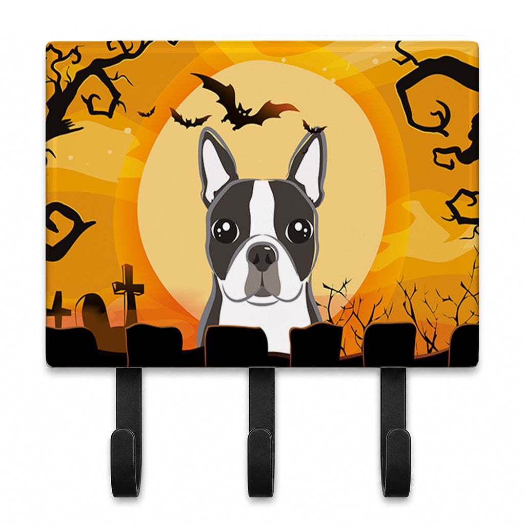 Halloween Boston Terrier Leash or Key Holder Wall Hooks, Coat Rack Wall Mount, for Hanging Keys, Towels, Aprons, Leashes