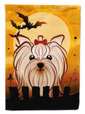 Halloween Yorkie Yorkishire Terrier House Flag 28x40 Porch Sleeve Pole Decorative Outside Yard Banner Artwork Wall Hanging, Polyester