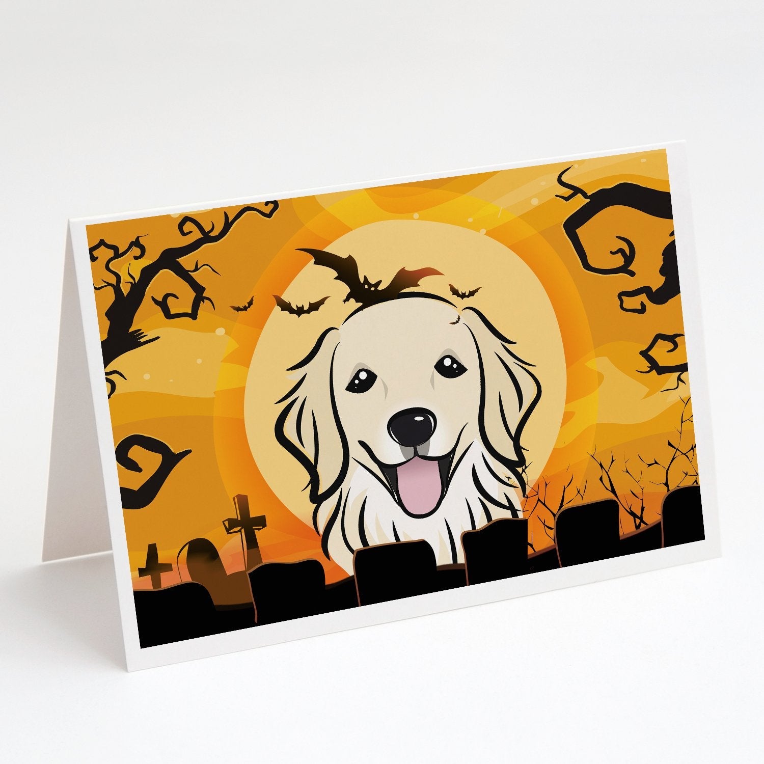 Halloween Golden Retriever Greeting Cards Pack of 8 Blank Cards with Envelopes Whimsical A7 Size 5x7
