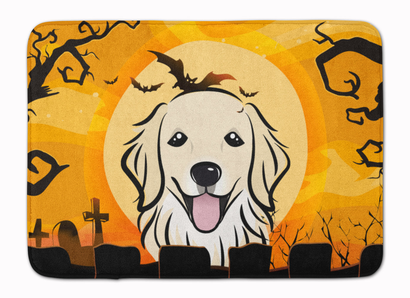Halloween Golden Retriever Memory Foam Kitchen Mat Machine Washable Anti-Fatigue Cushion Comfort Bath or Kitchen Rug