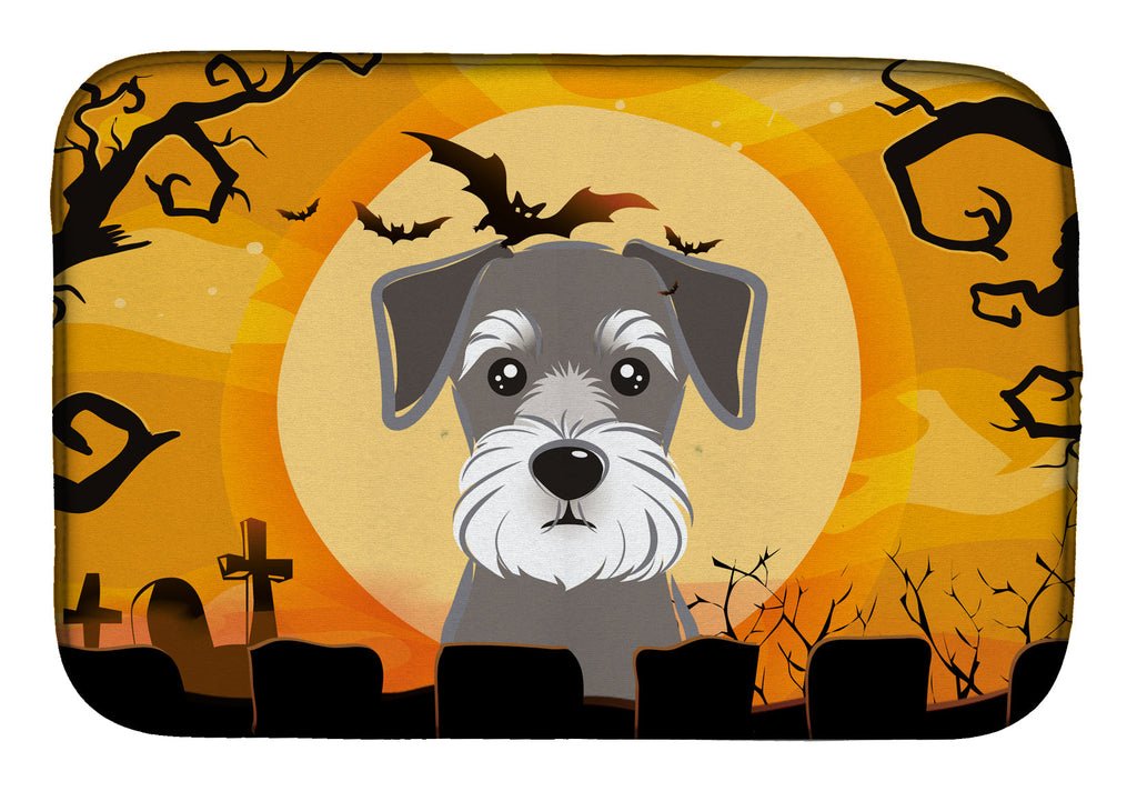 Halloween Schnauzer Dish Drying Mat Absorbent Dish Drying Mat Pad for Kitchen Counter Dish Drainer Mat for Countertop, 14 x 21", Multicolor