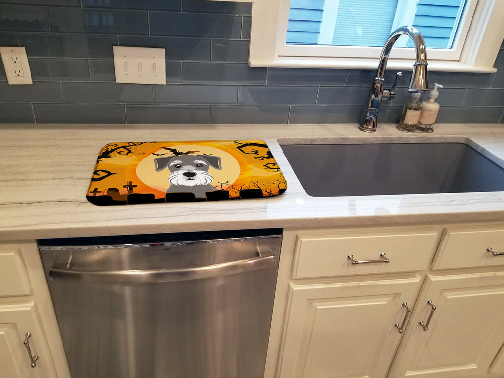Halloween Schnauzer Dish Drying Mat Absorbent Dish Drying Mat Pad for Kitchen Counter Dish Drainer Mat for Countertop, 14 x 21", Multicolor