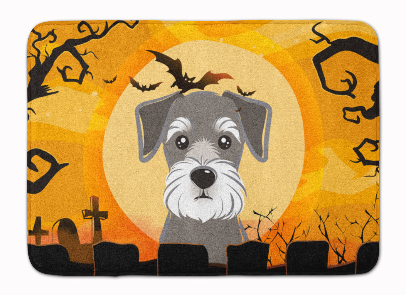 Halloween Schnauzer Memory Foam Kitchen Mat Machine Washable Anti-Fatigue Cushion Comfort Bath or Kitchen Rug