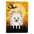 Halloween Pomeranian House Flag 28x40 Porch Sleeve Pole Decorative Outside Yard Banner Artwork Wall Hanging, Polyester