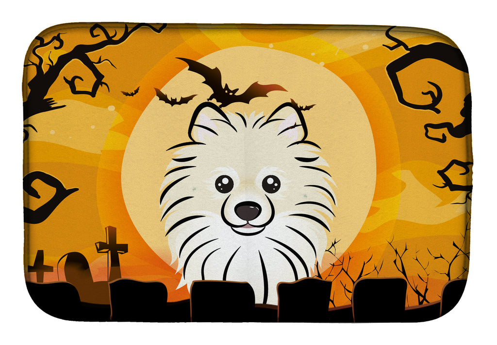 Halloween Pomeranian Dish Drying Mat Absorbent Dish Drying Mat Pad for Kitchen Counter Dish Drainer Mat for Countertop, 14 x 21", Multicolor