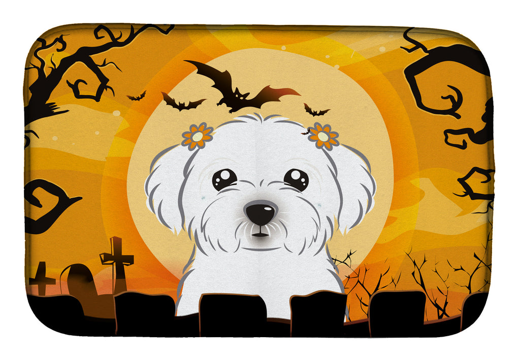 Halloween Maltese Dish Drying Mat Absorbent Dish Drying Mat Pad for Kitchen Counter Dish Drainer Mat for Countertop, 14 x 21", Multicolor