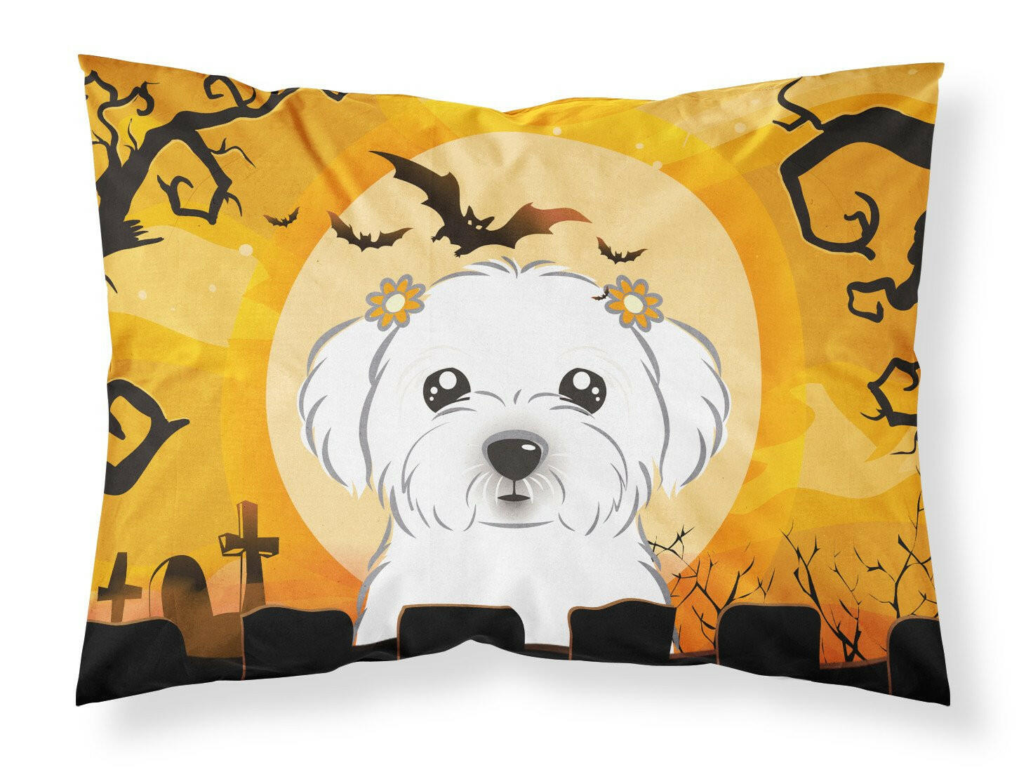 Halloween Maltese Standard Pillowcase Lightweight Super Soft Easy Care Decorative Artwork Pillowcase, Standard