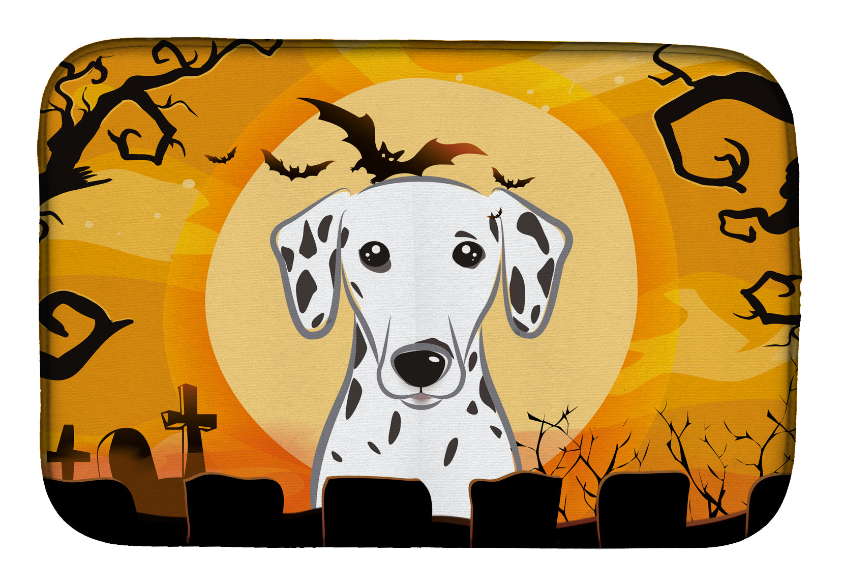 Halloween Dalmatian Dish Drying Mat Absorbent Dish Drying Mat Pad for Kitchen Counter Dish Drainer Mat for Countertop, 14 x 21", Multicolor