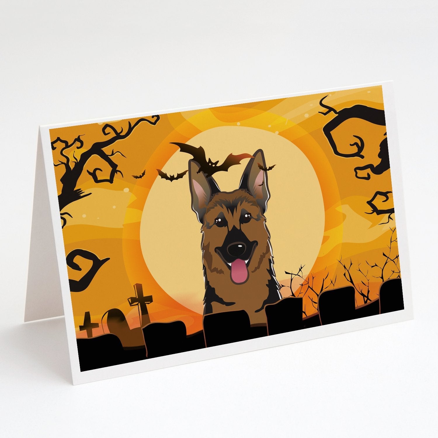 Halloween German Shepherd Greeting Cards Pack of 8 Blank Cards with Envelopes Whimsical A7 Size 5x7