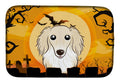 Halloween Longhair Creme Dachshund Dish Drying Mat Absorbent Dish Drying Mat Pad for Kitchen Counter Dish Drainer Mat for Countertop, 14 x 21", Multicolor