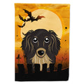 Halloween Longhair Black and Tan Dachshund House Flag 28x40 Porch Sleeve Pole Decorative Outside Yard Banner Artwork Wall Hanging, Polyester