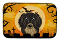Halloween Longhair Black and Tan Dachshund Dish Drying Mat Absorbent Dish Drying Mat Pad for Kitchen Counter Dish Drainer Mat for Countertop, 14 x 21", Multicolor