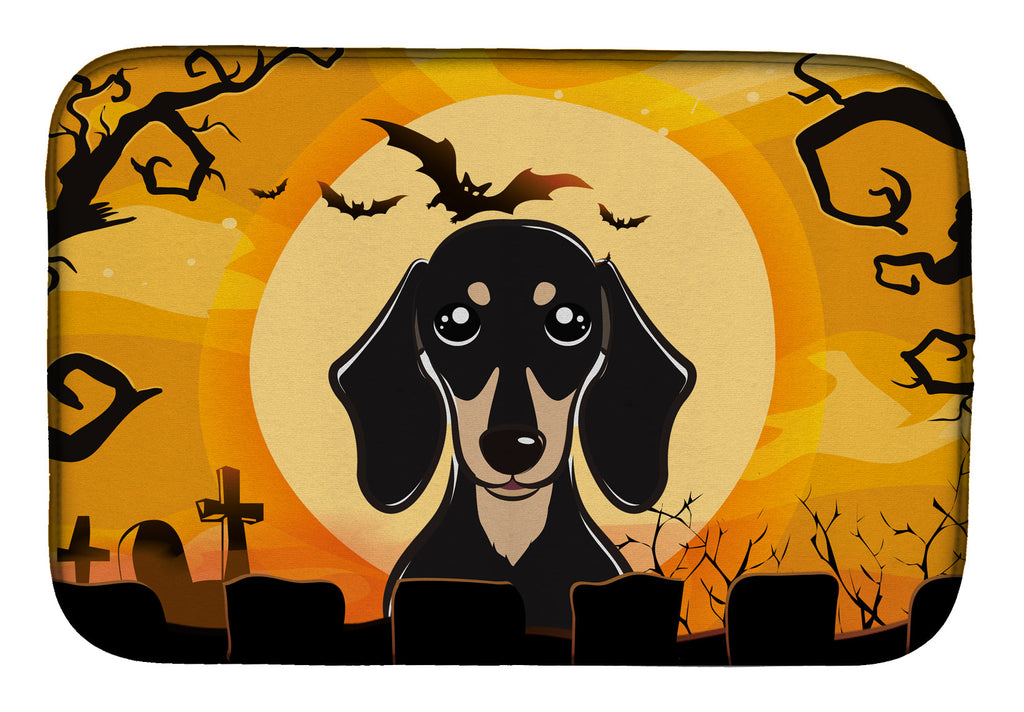 Halloween Smooth Black and Tan Dachshund Dish Drying Mat Absorbent Dish Drying Mat Pad for Kitchen Counter Dish Drainer Mat for Countertop, 14 x 21", Multicolor