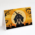 Halloween Smooth Black and Tan Dachshund Greeting Cards Pack of 8 Blank Cards with Envelopes Whimsical A7 Size 5x7