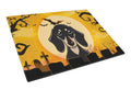 Halloween Smooth Black and Tan Dachshund Cutting Board Tempered Glass Kitchen Cutting Surface, Heat Resistant Chopping, Non-Slip Feet, Food Prep & Serving