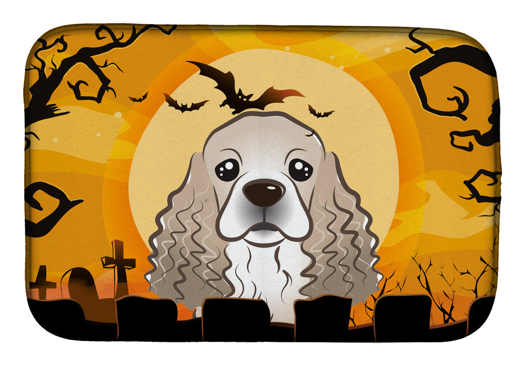 Halloween Cocker Spaniel Dish Drying Mat Absorbent Dish Drying Mat Pad for Kitchen Counter Dish Drainer Mat for Countertop, 14 x 21", Multicolor