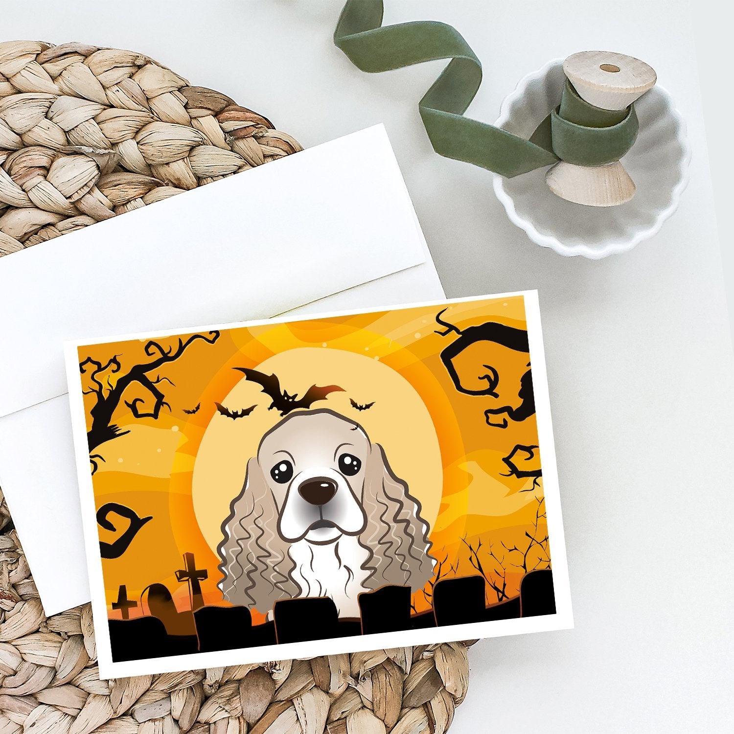Halloween Cocker Spaniel Greeting Cards Pack of 8 Blank Cards with Envelopes Whimsical A7 Size 5x7