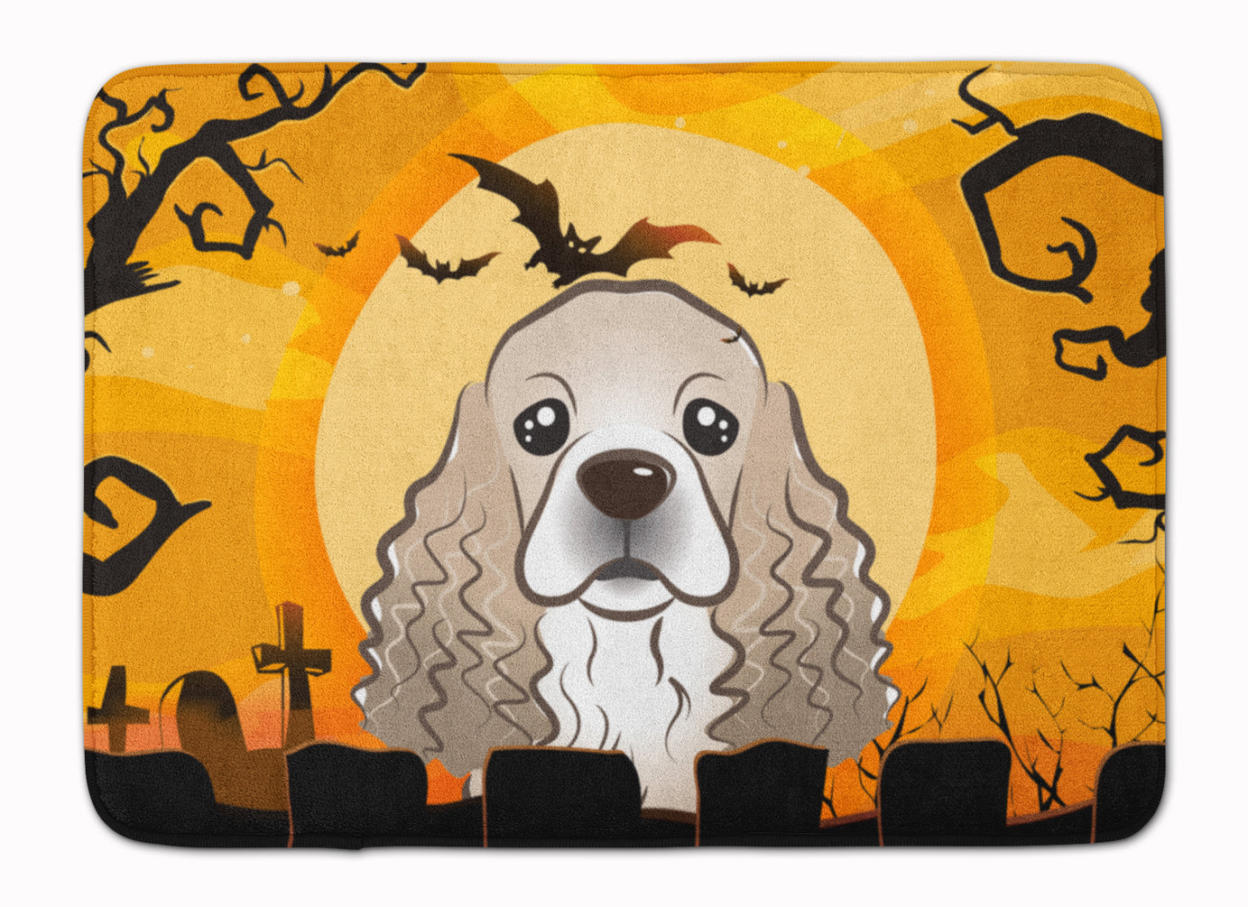 Halloween Cocker Spaniel Memory Foam Kitchen Mat Machine Washable Anti-Fatigue Cushion Comfort Bath or Kitchen Rug