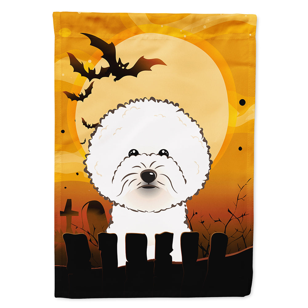 Halloween Bichon Frise House Flag 28x40 Porch Sleeve Pole Decorative Outside Yard Banner Artwork Wall Hanging, Polyester