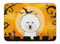 Halloween Bichon Frise Memory Foam Kitchen Mat Machine Washable Anti-Fatigue Cushion Comfort Bath or Kitchen Rug