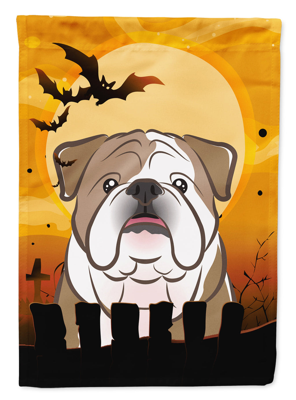 Halloween English Bulldog  House Flag 28x40 Porch Sleeve Pole Decorative Outside Yard Banner Artwork Wall Hanging, Polyester