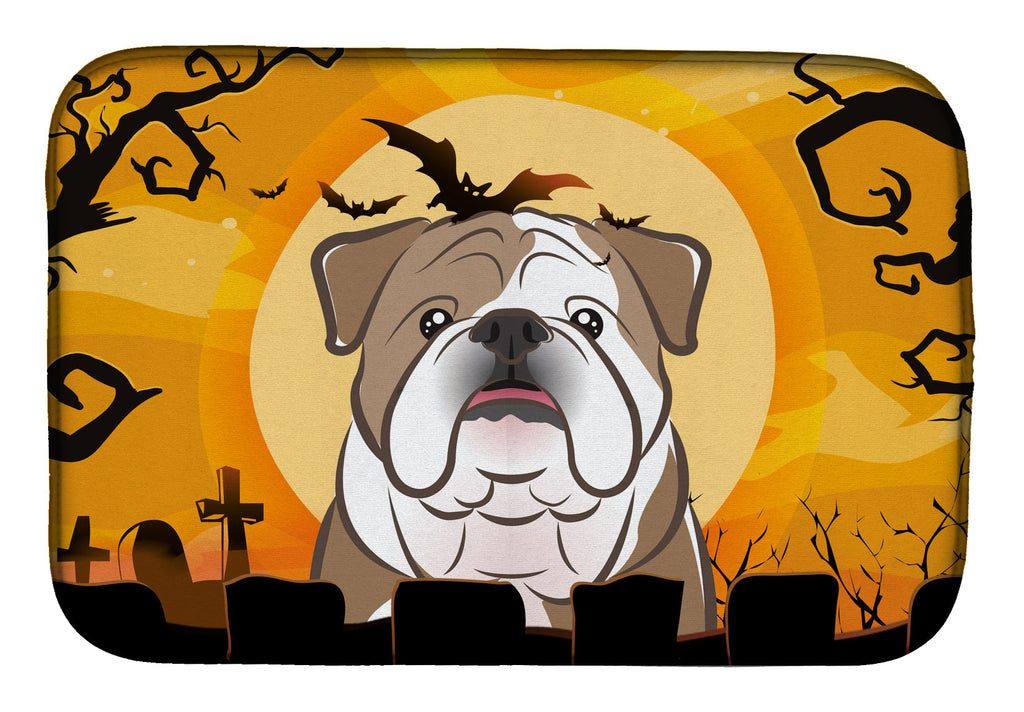 Halloween English Bulldog  Dish Drying Mat Absorbent Dish Drying Mat Pad for Kitchen Counter Dish Drainer Mat for Countertop, 14 x 21", Multicolor