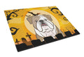 Halloween English Bulldog  Cutting Board Tempered Glass Kitchen Cutting Surface, Heat Resistant Chopping, Non-Slip Feet, Food Prep & Serving