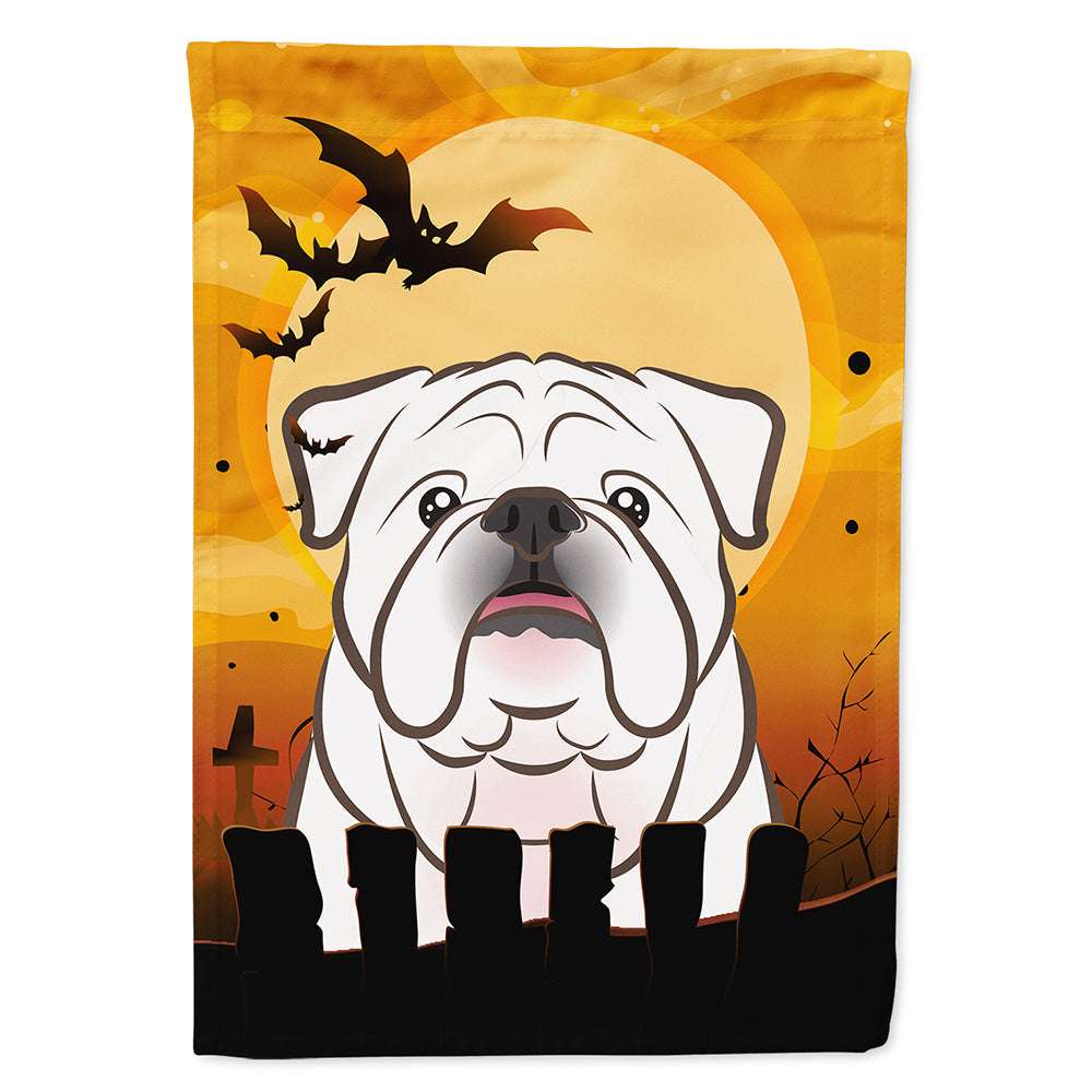 Halloween White English Bulldog  House Flag 28x40 Porch Sleeve Pole Decorative Outside Yard Banner Artwork Wall Hanging, Polyester