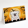 Halloween White English Bulldog  Greeting Cards Pack of 8 Blank Cards with Envelopes Whimsical A7 Size 5x7