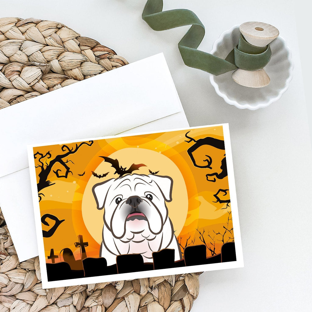 Halloween White English Bulldog  Greeting Cards Pack of 8 Blank Cards with Envelopes Whimsical A7 Size 5x7