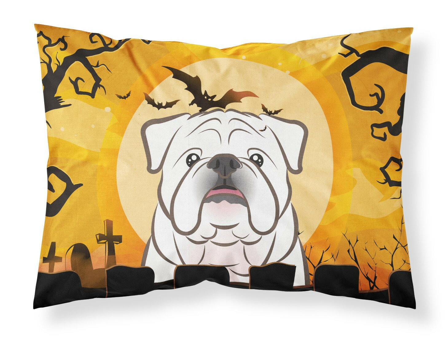 Halloween White English Bulldog  Standard Pillowcase Lightweight Super Soft Easy Care Decorative Artwork Pillowcase, Standard
