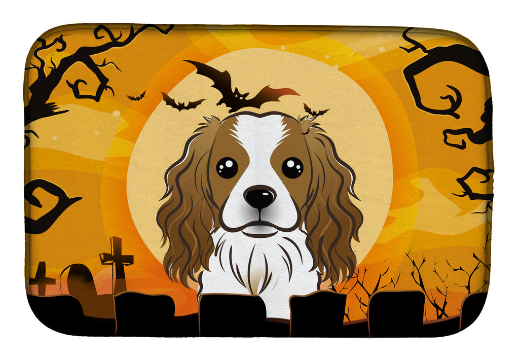 Halloween Cavalier Spaniel Dish Drying Mat Absorbent Dish Drying Mat Pad for Kitchen Counter Dish Drainer Mat for Countertop, 14 x 21", Multicolor