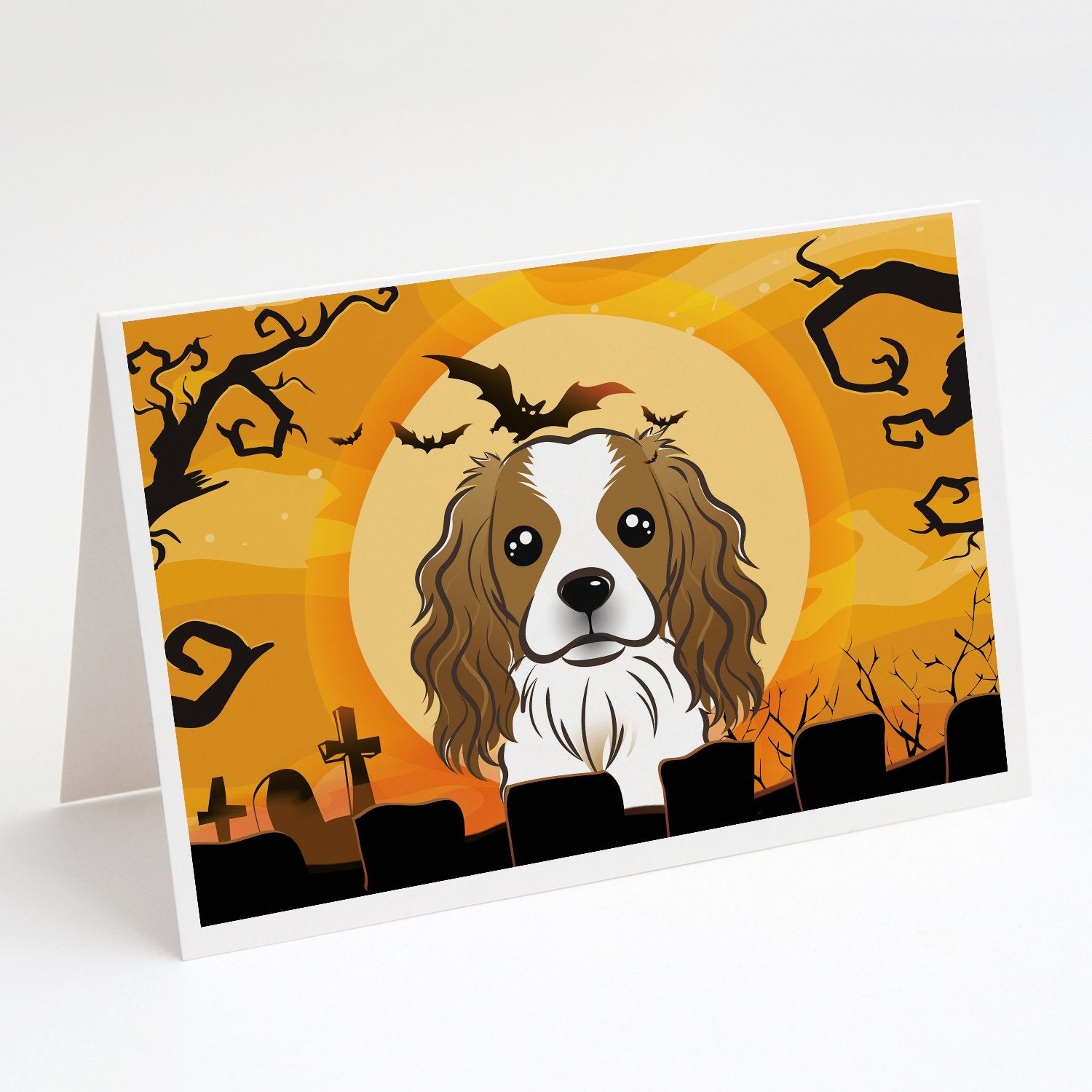 Halloween Cavalier Spaniel Greeting Cards Pack of 8 Blank Cards with Envelopes Whimsical A7 Size 5x7