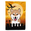 Halloween Shiba Inu House Flag 28x40 Porch Sleeve Pole Decorative Outside Yard Banner Artwork Wall Hanging, Polyester