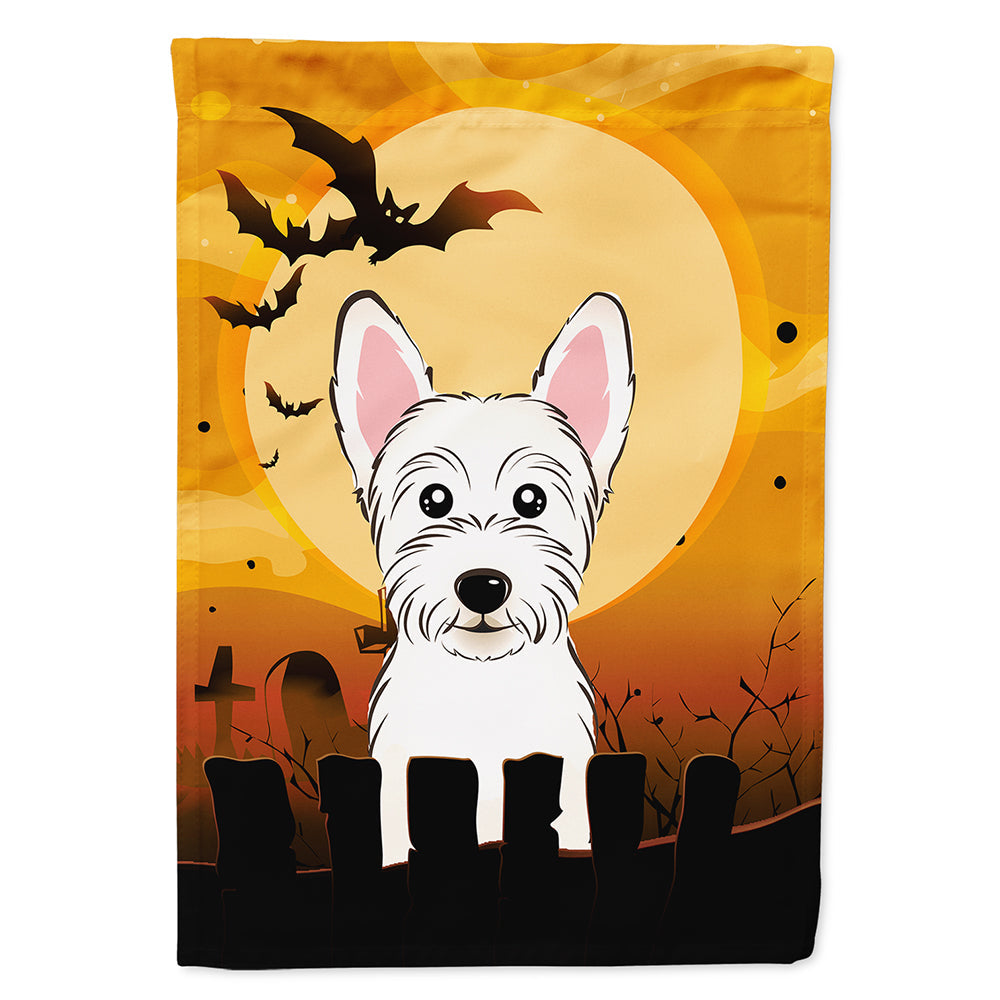 Halloween Westie House Flag 28x40 Porch Sleeve Pole Decorative Outside Yard Banner Artwork Wall Hanging, Polyester