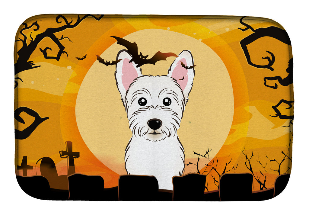 Halloween Westie Dish Drying Mat Absorbent Dish Drying Mat Pad for Kitchen Counter Dish Drainer Mat for Countertop, 14 x 21", Multicolor