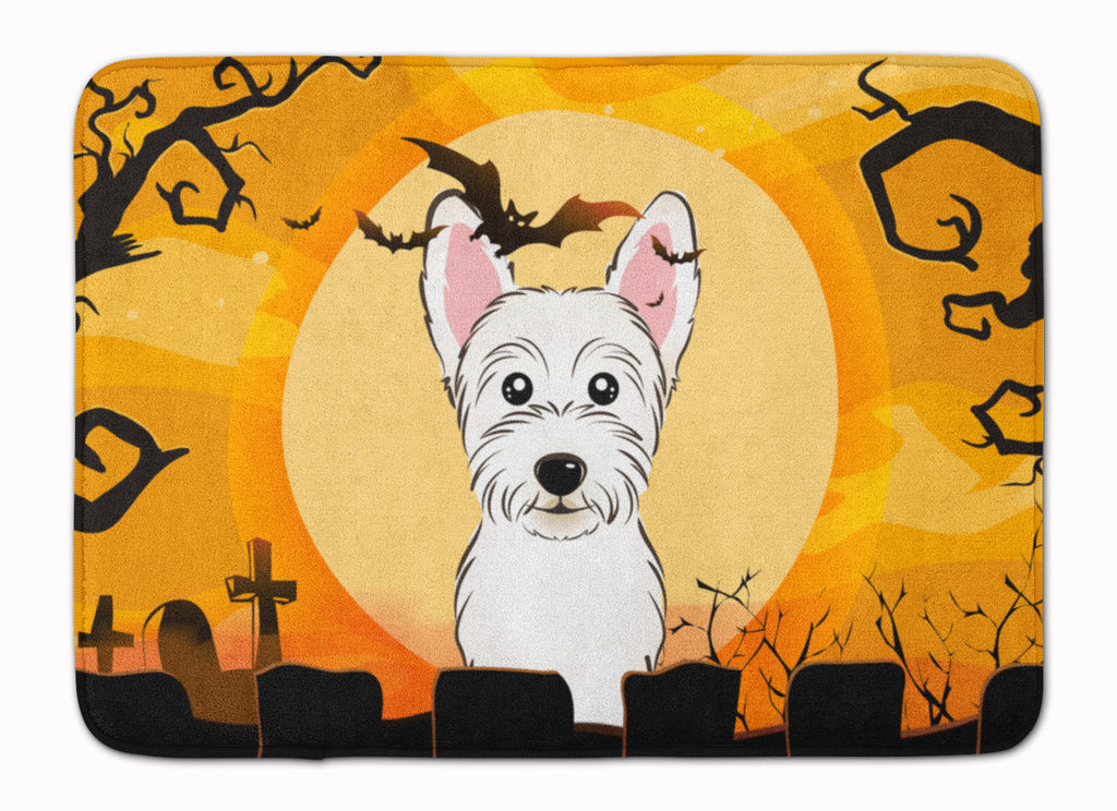 Halloween Westie Memory Foam Kitchen Mat Machine Washable Anti-Fatigue Cushion Comfort Bath or Kitchen Rug