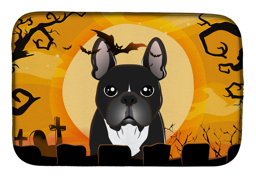 Halloween French Bulldog Dish Drying Mat Absorbent Dish Drying Mat Pad for Kitchen Counter Dish Drainer Mat for Countertop, 14 x 21", Multicolor