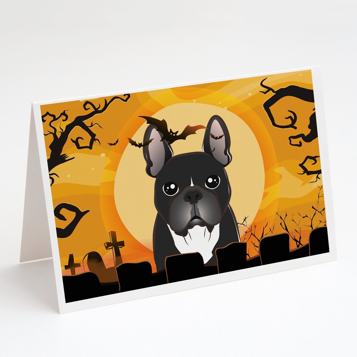 Halloween French Bulldog Greeting Cards Pack of 8 Blank Cards with Envelopes Whimsical A7 Size 5x7