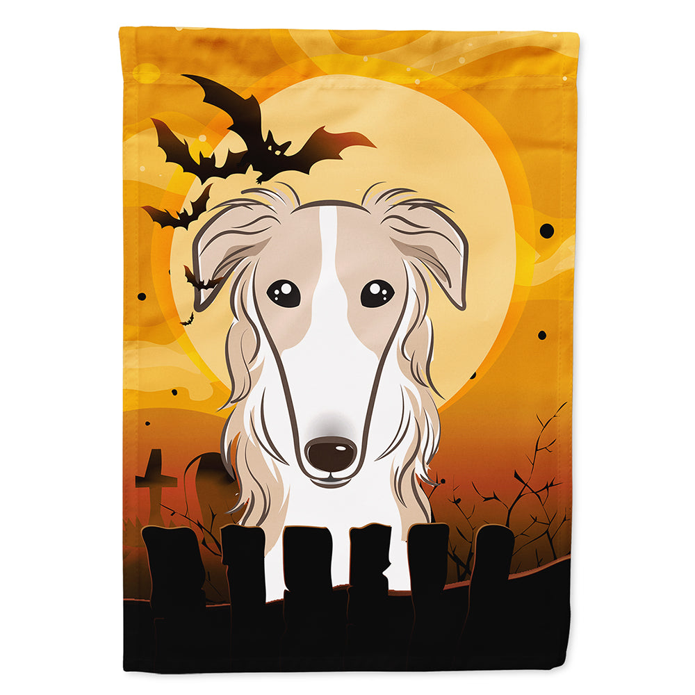 Halloween Borzoi House Flag 28x40 Porch Sleeve Pole Decorative Outside Yard Banner Artwork Wall Hanging, Polyester