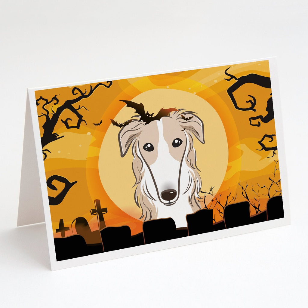 Halloween Borzoi Greeting Cards Pack of 8 Blank Cards with Envelopes Whimsical A7 Size 5x7