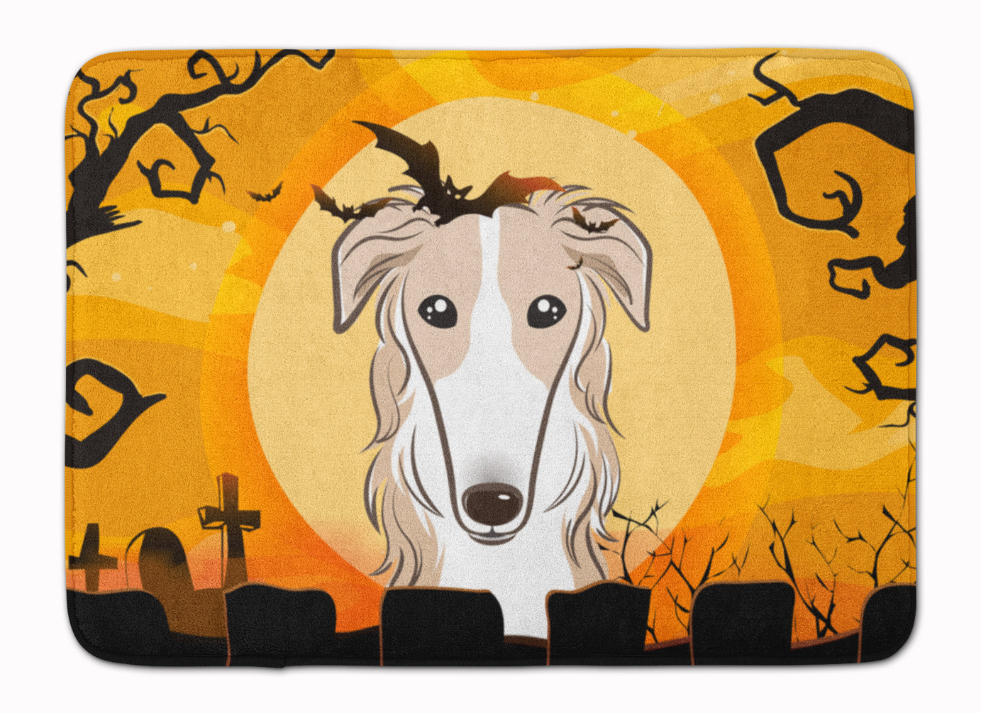 Halloween Borzoi Memory Foam Kitchen Mat Machine Washable Anti-Fatigue Cushion Comfort Bath or Kitchen Rug