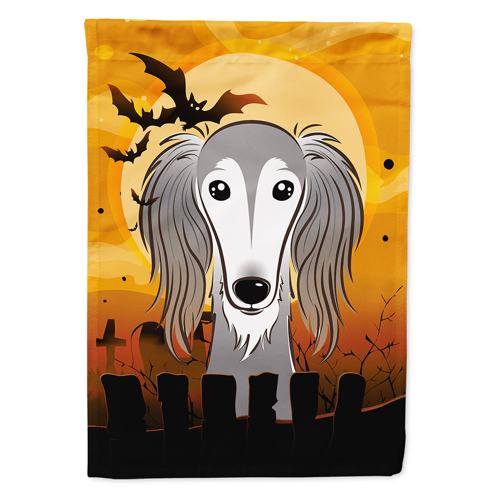 Halloween Saluki House Flag 28x40 Porch Sleeve Pole Decorative Outside Yard Banner Artwork Wall Hanging, Polyester