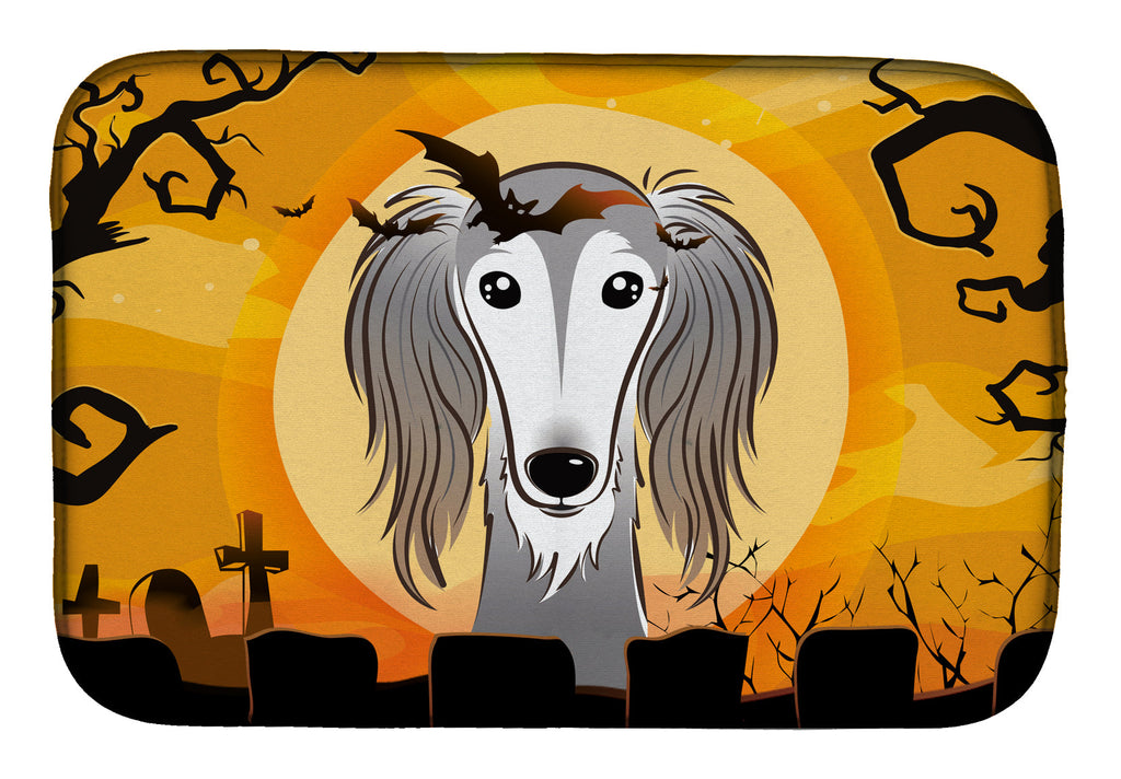 Halloween Saluki Dish Drying Mat Absorbent Dish Drying Mat Pad for Kitchen Counter Dish Drainer Mat for Countertop, 14 x 21", Multicolor