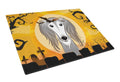 Halloween Saluki Cutting Board Tempered Glass Kitchen Cutting Surface, Heat Resistant Chopping, Non-Slip Feet, Food Prep & Serving