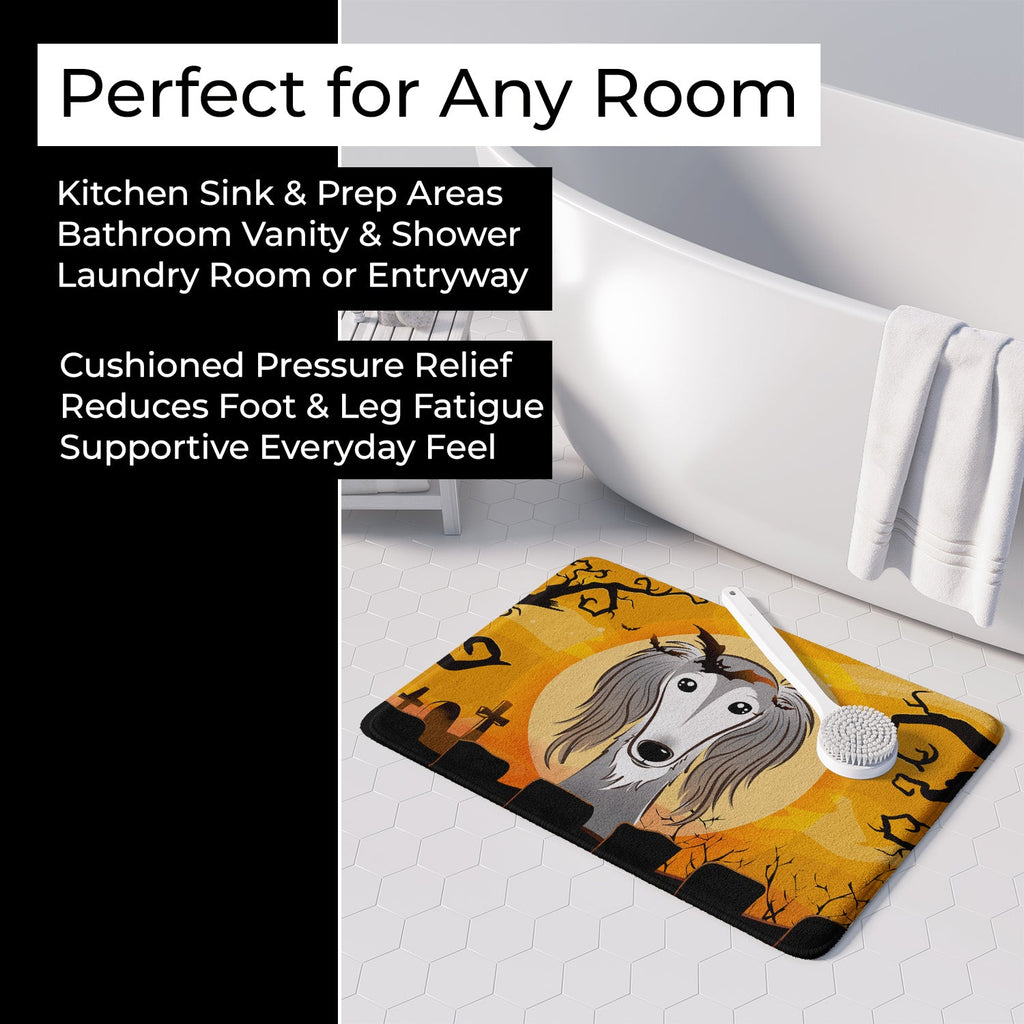 Halloween Saluki Memory Foam Kitchen Mat Machine Washable Anti-Fatigue Cushion Comfort Bath or Kitchen Rug