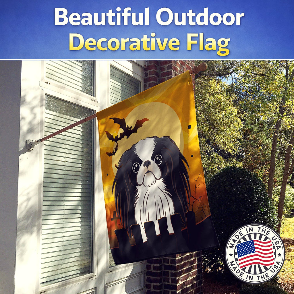 Halloween Japanese Chin House Flag 28x40 Porch Sleeve Pole Decorative Outside Yard Banner Artwork Wall Hanging, Polyester