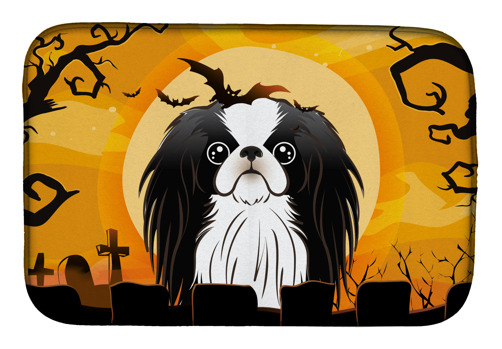 Halloween Japanese Chin Dish Drying Mat Absorbent Dish Drying Mat Pad for Kitchen Counter Dish Drainer Mat for Countertop, 14 x 21", Multicolor