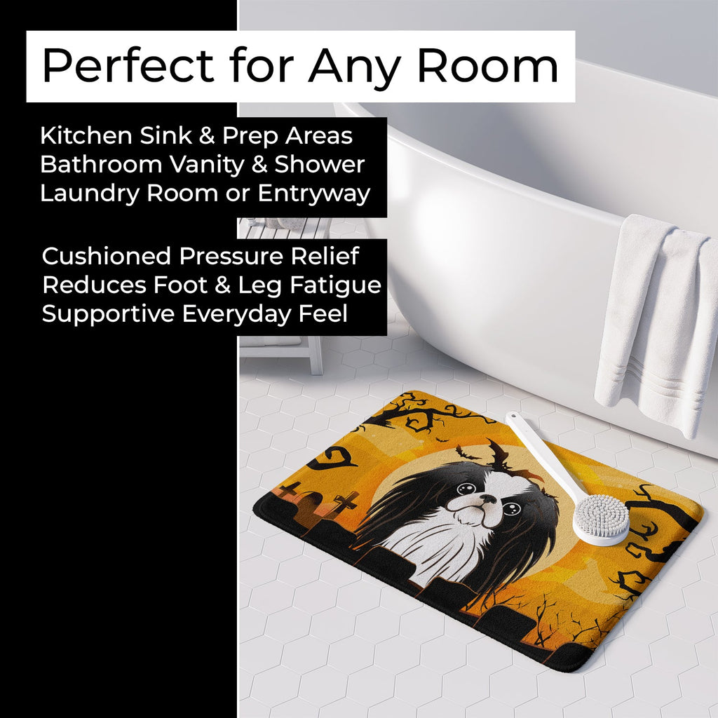 Halloween Japanese Chin Memory Foam Kitchen Mat Machine Washable Anti-Fatigue Cushion Comfort Bath or Kitchen Rug