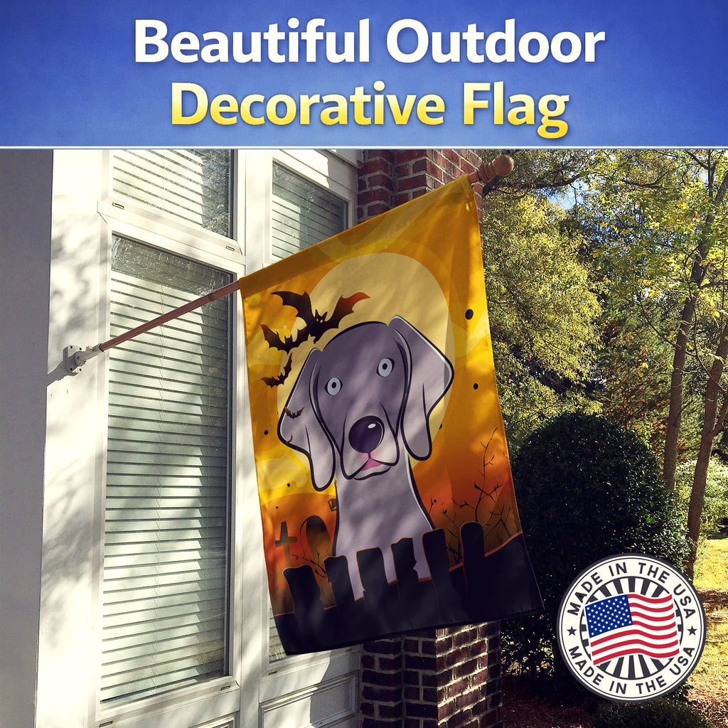 Halloween Weimaraner House Flag 28x40 Porch Sleeve Pole Decorative Outside Yard Banner Artwork Wall Hanging, Polyester